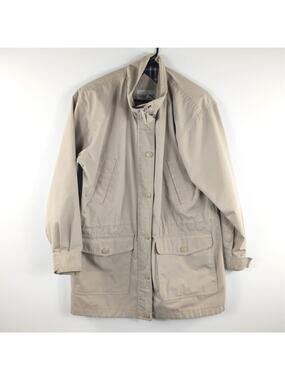 Cabin Creek Small Field Jacket Plaid Lined Utility Coat Khaki Womens